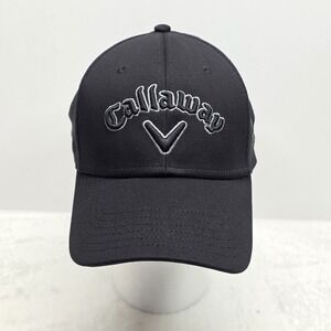 Callaway Odyssey Fitted Hat Black L/XL Embroidered Vent Holes Outdoor Mesh NWT